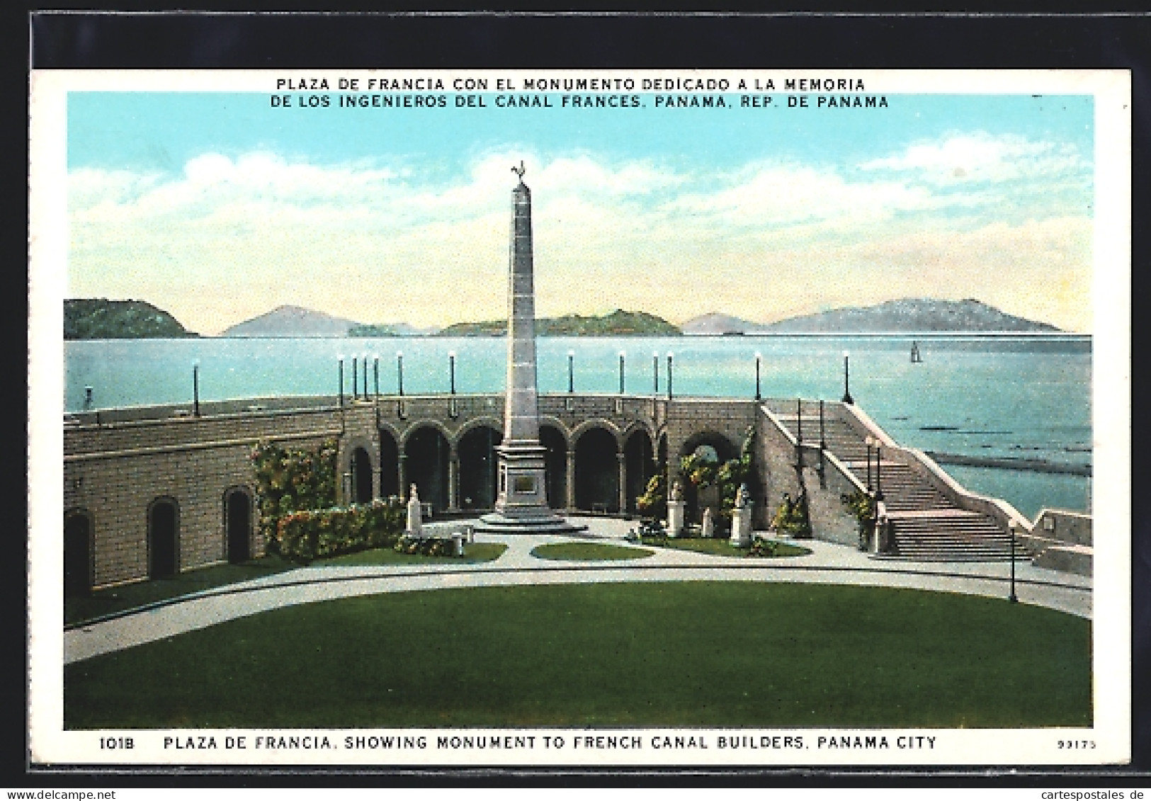 AK Panama City, Plaza De Francia, Showing Monument To French Canal Builders  - Panama