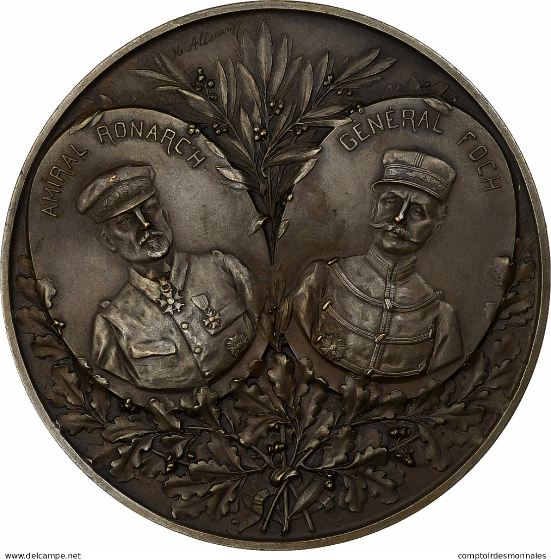 France, Médaille, Bataille De L'Yser, Bronze Argenté, Allouard, SUP - Autres & Non Classés