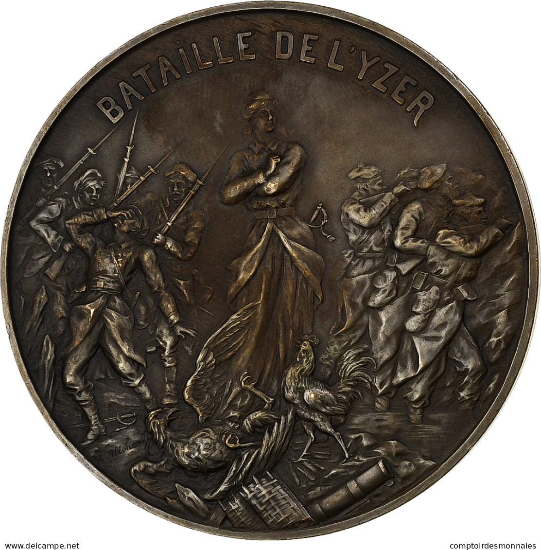 France, Médaille, Bataille De L'Yser, Bronze Argenté, Allouard, SUP - Autres & Non Classés