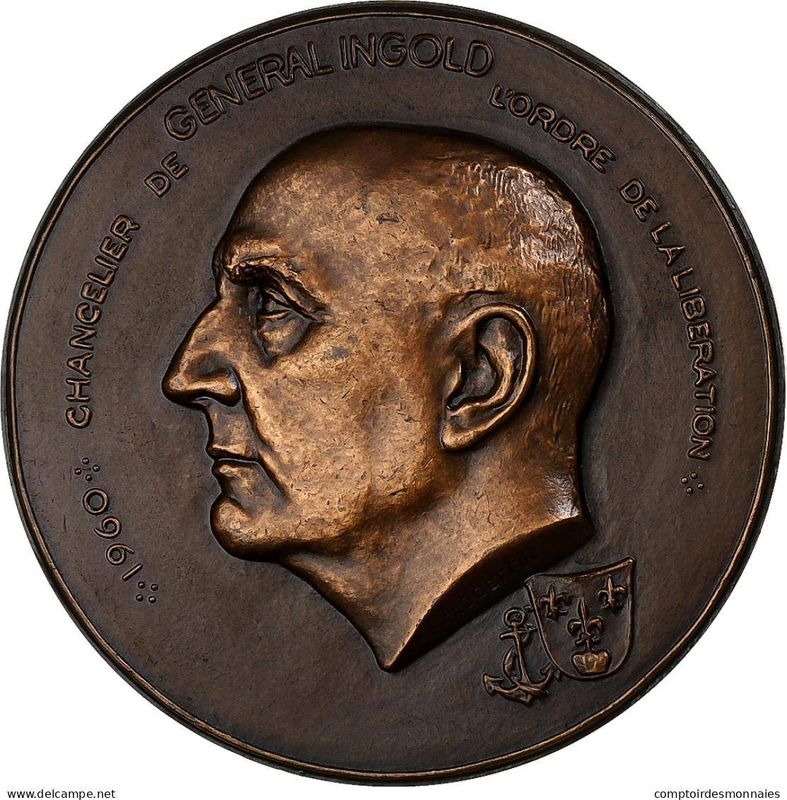 France, Médaille, Général Ingold, 1974, Bronze, Coeffin, SPL - Sonstige & Ohne Zuordnung