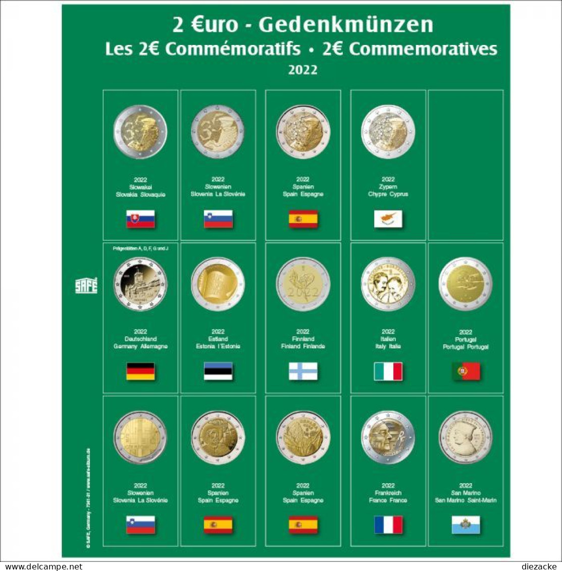 Safe Premium Münzblatt Für 2€-Münzen Des Jahres 2022 Nr. 7341-31 Neu - Supplies And Equipment