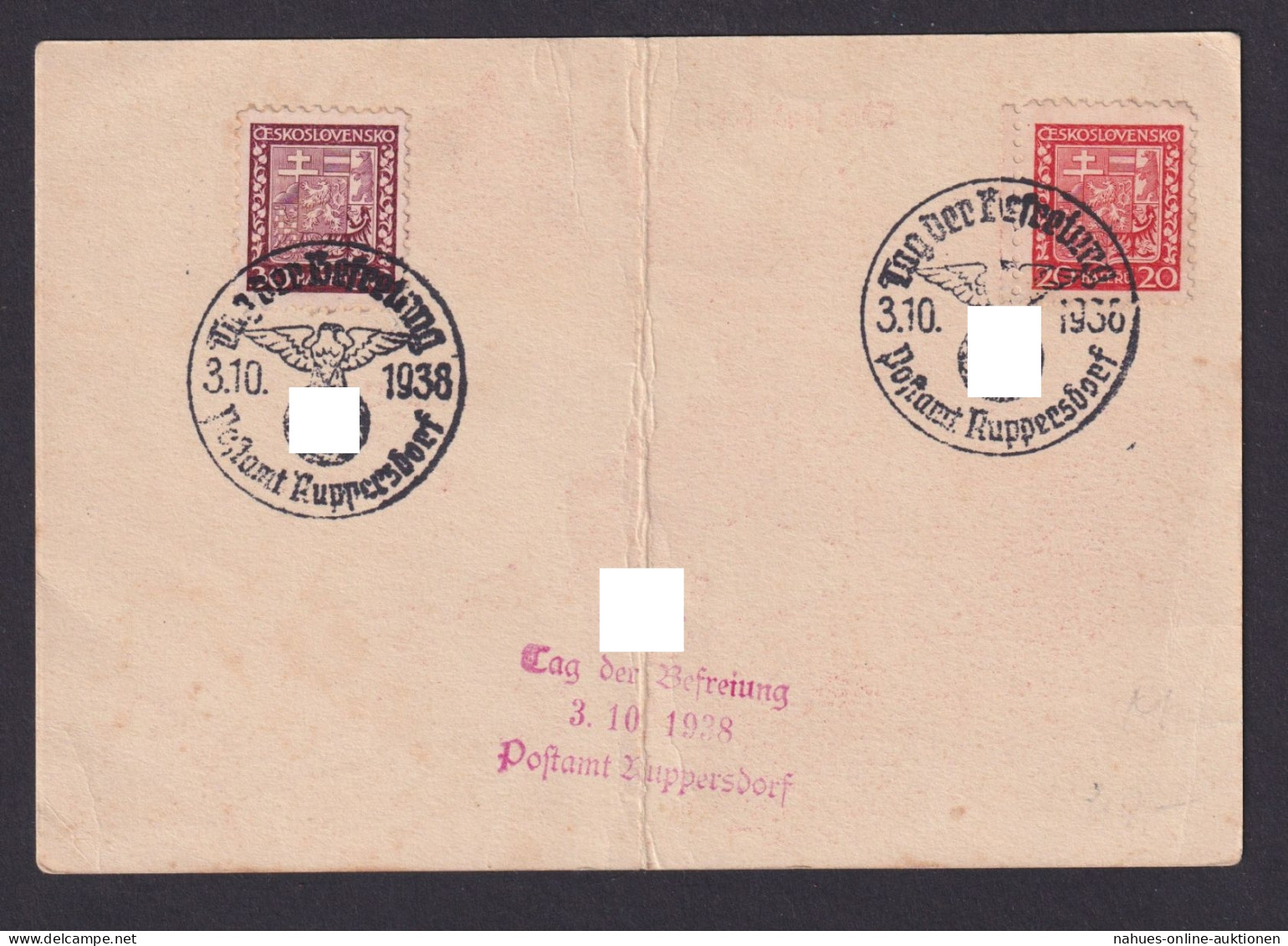 Briefmarken Besetzung Tschechien Postamt Ruppersdorf Tag Der Befreiung - Besetzungen 1938-45
