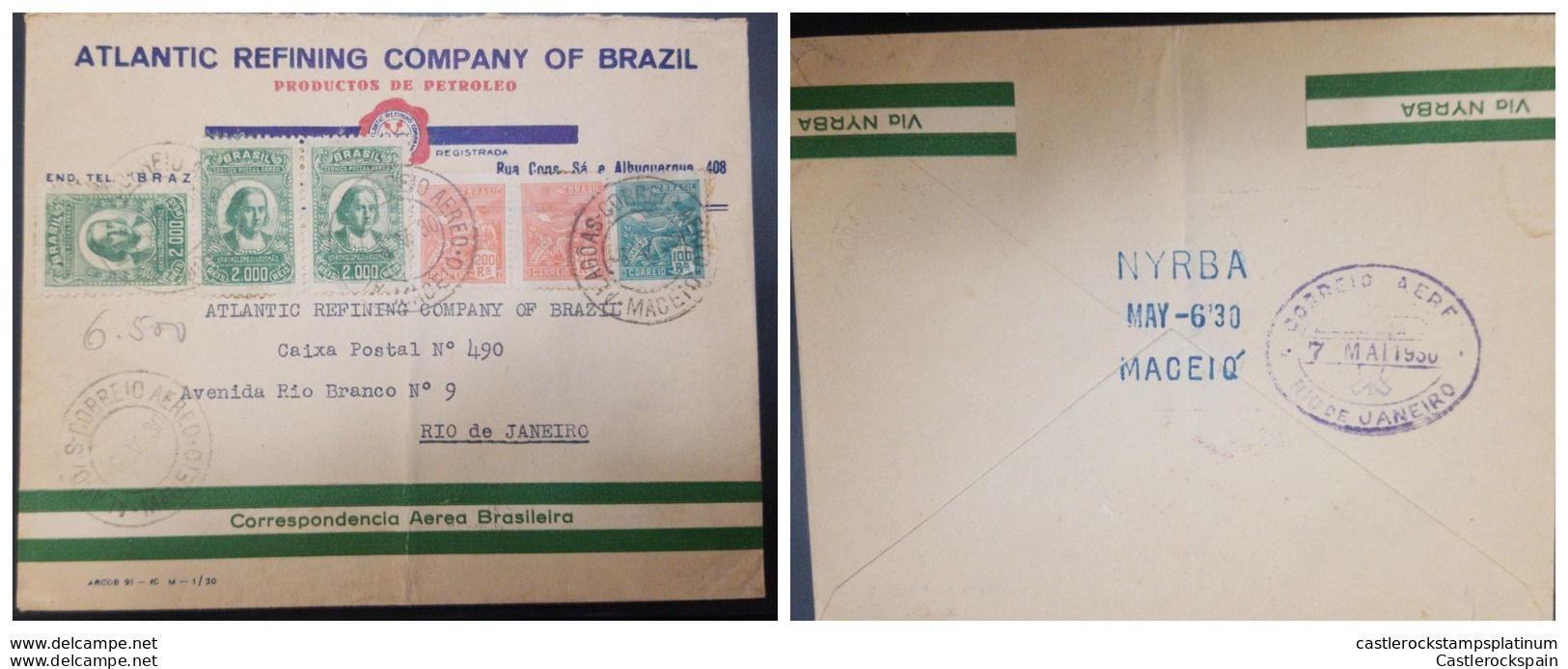 O) 1930 BRAZIL, NYRBA, BARTHOLOMEU DE GUSMAO -SC C22 2000r, OIL - ENERGY - ATLANTIC REFINING COMPAÑY OF BRAZIL,FROM NYRB - Autres & Non Classés