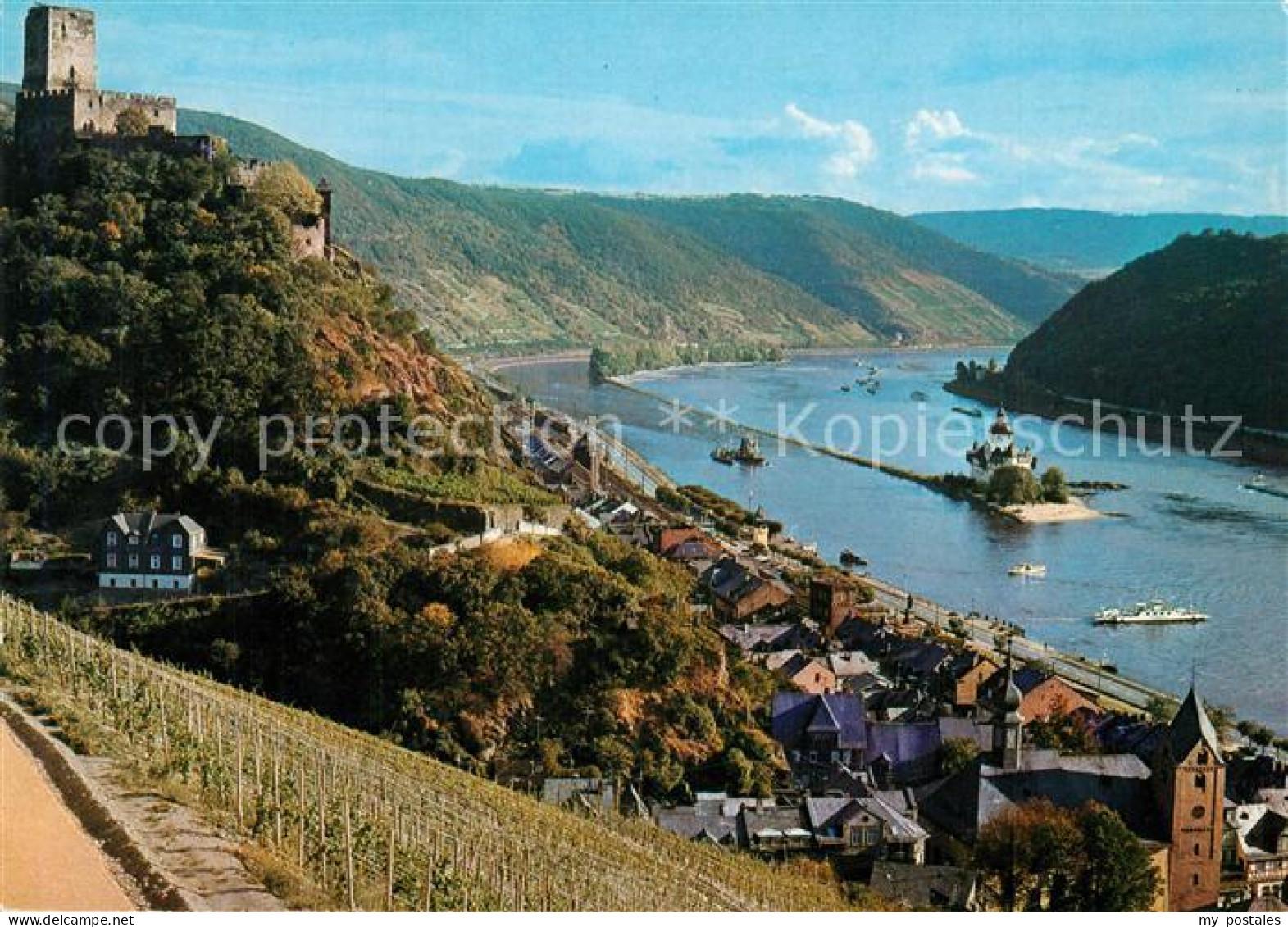 73249238 Kaub Burg Gutenfels Burg Pfalz Im Rhein Landschaftspanorama Weinberge K - Kaub