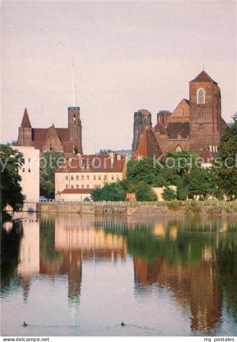 73249050 Wroclaw Widok Znad Odry Gotyckie Koscioly Blick Ueber Die Oder Kirchen  - Pologne