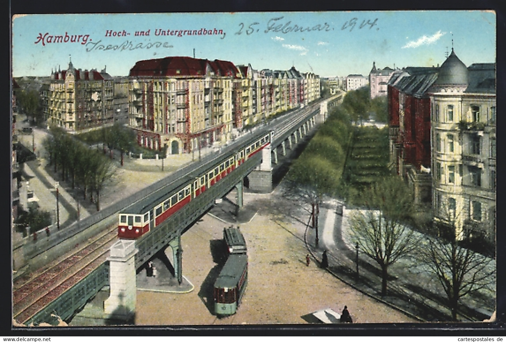 AK Hamburg-Harvestehude, U-Bahn Als Hochbahn In Der Isestrasse, Strassenbahn  - Métro