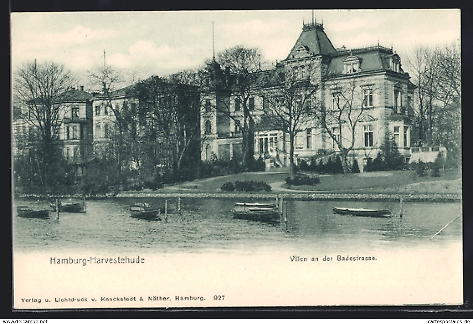 AK Hamburg-Harvestehude, Villen An Der Badestrasse, Blick Von Wasser Auf Boote Und Villen  - Eimsbuettel