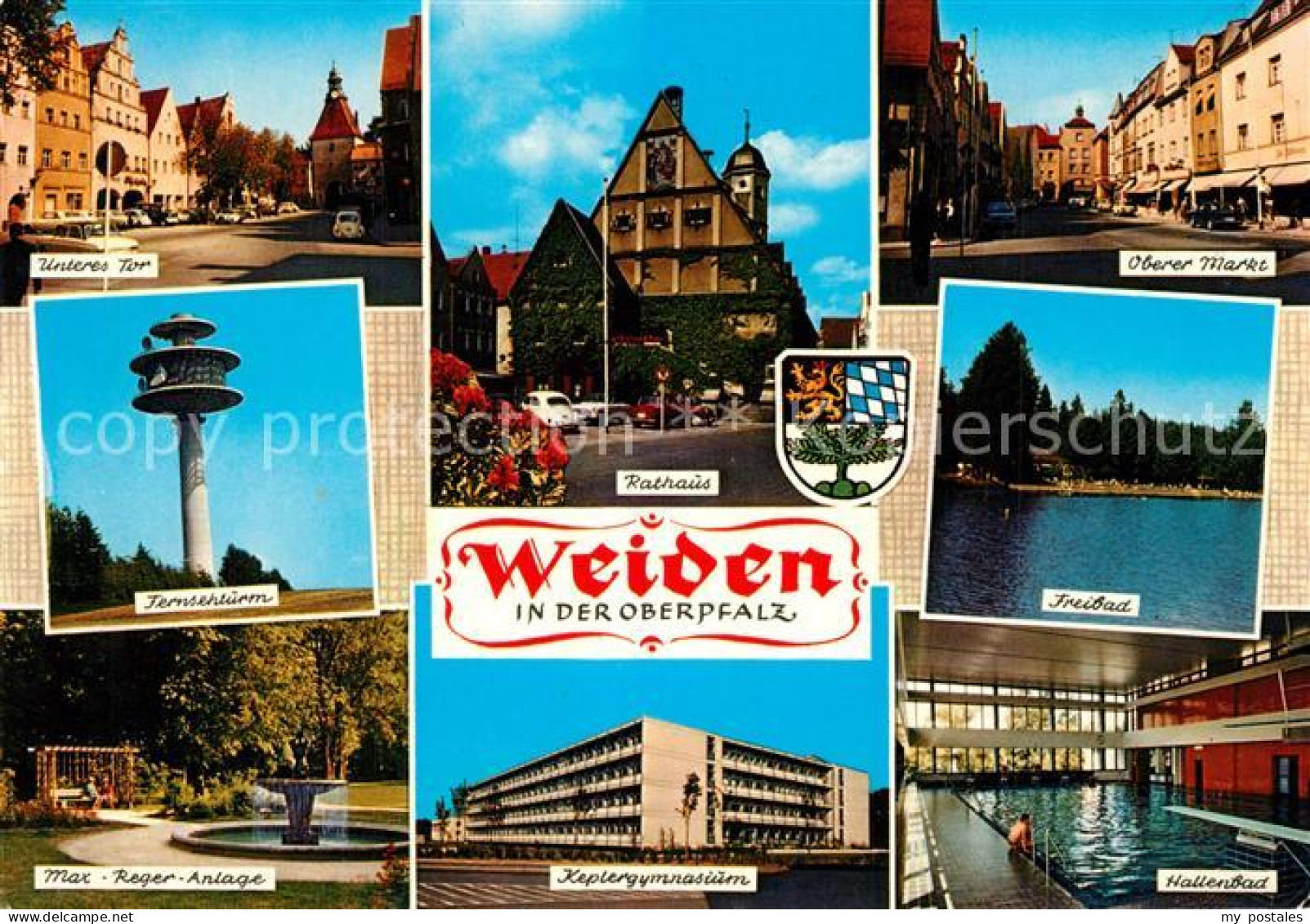 73249034 Weiden Oberpfalz Unteres Tor Oberer Markt Rathaus Fernsehturm Freibad H - Weiden I. D. Oberpfalz