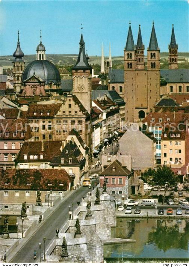 73248993 Wuerzburg Blick Von Der Feste Auf Dom Neumuenster Und Mainbruecke Wuerz - Wuerzburg