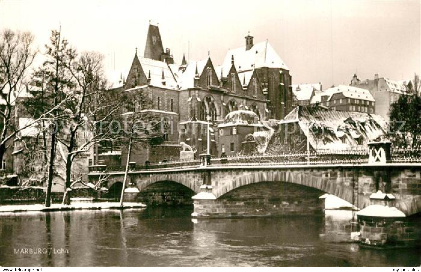 73248894 Marburg Lahn Lahnbruecke Universitaet Im Winter Marburg Lahn - Marburg