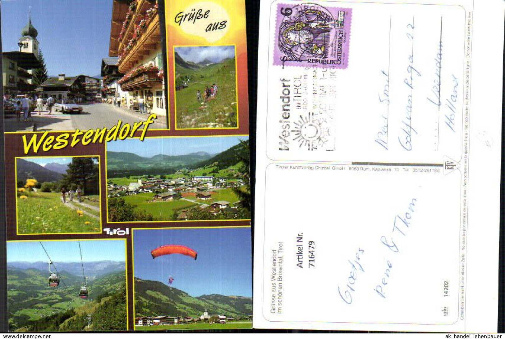 716479 Mehrbild AK Westendorf Brixental Tirol Ortsmotiv Totale Seilbahn Gondel Fallschirm - Autres & Non Classés