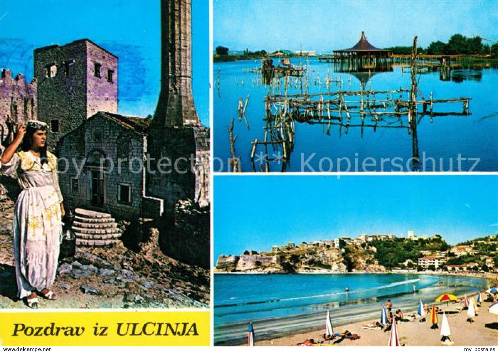 73248339 Ulcinj Strand Fischerhuette Burgruine Ulcinj - Montenegro