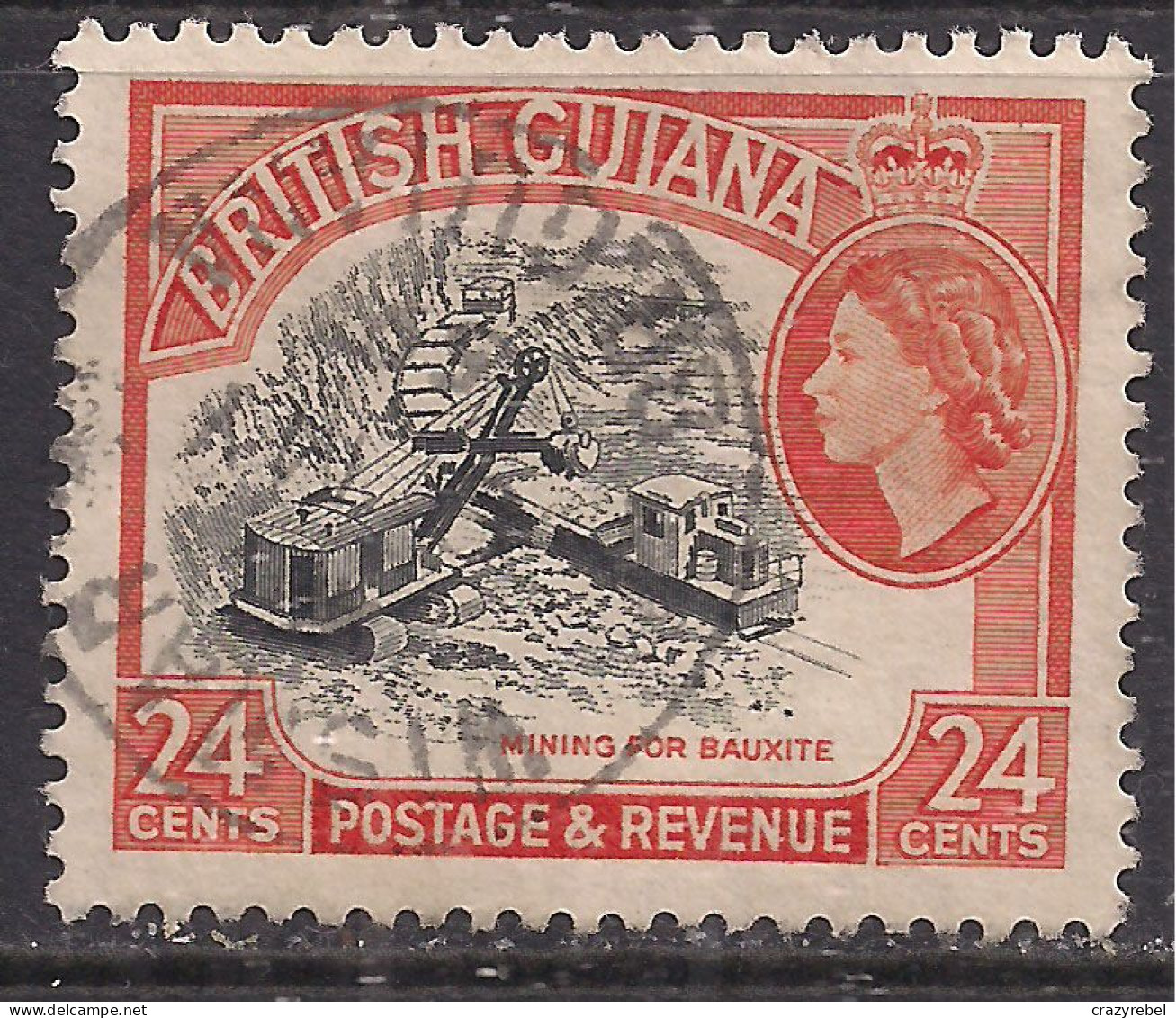 British Guiana 1954 - 63 QE2 24 Ct Mining Used SG 339 ( J1442 ) - Bermudes