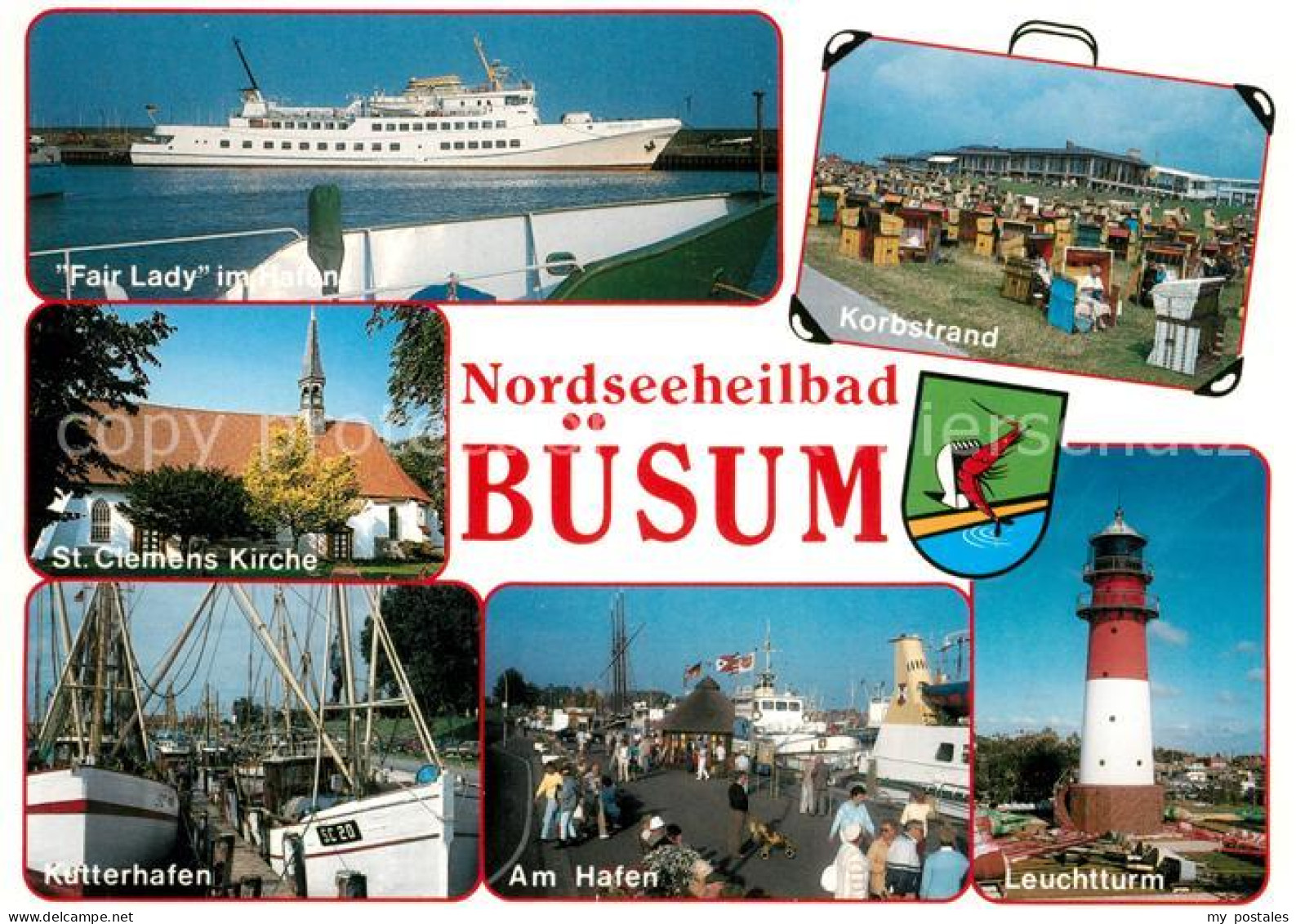 73248313 Buesum Nordseebad Korbstrand Fair Lady Hafen Kutterhafen Clemens Kirche - Buesum