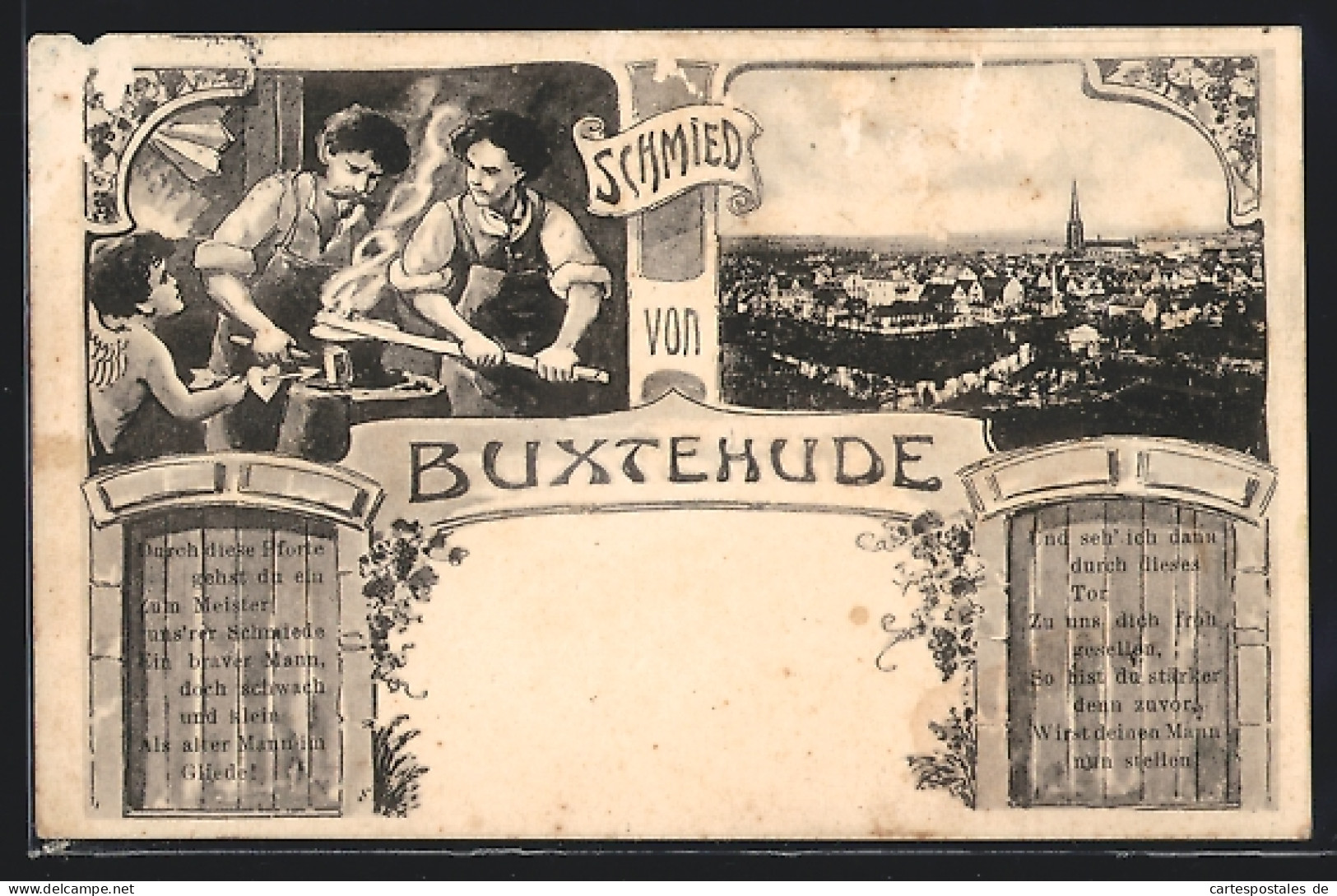 AK Buxtehude, Schmied Mit Gedicht  - Buxtehude