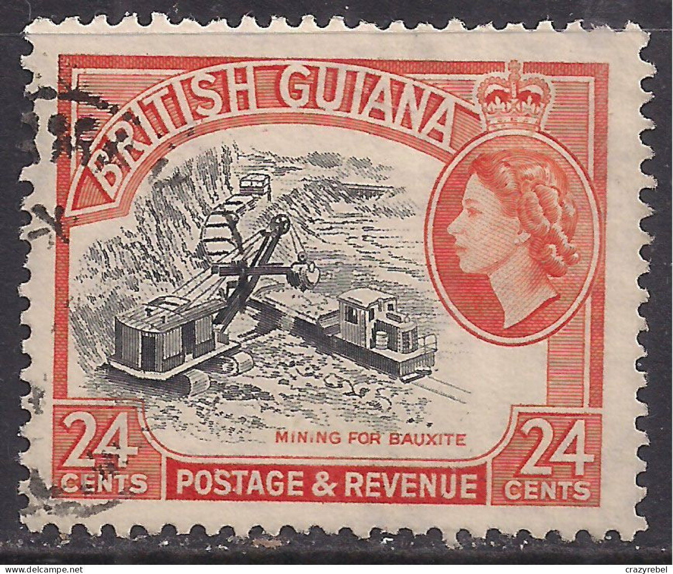 British Guiana 1954 - 63 QE2 24 Ct Mining Used SG 339 ( J982 ) - Bermudes
