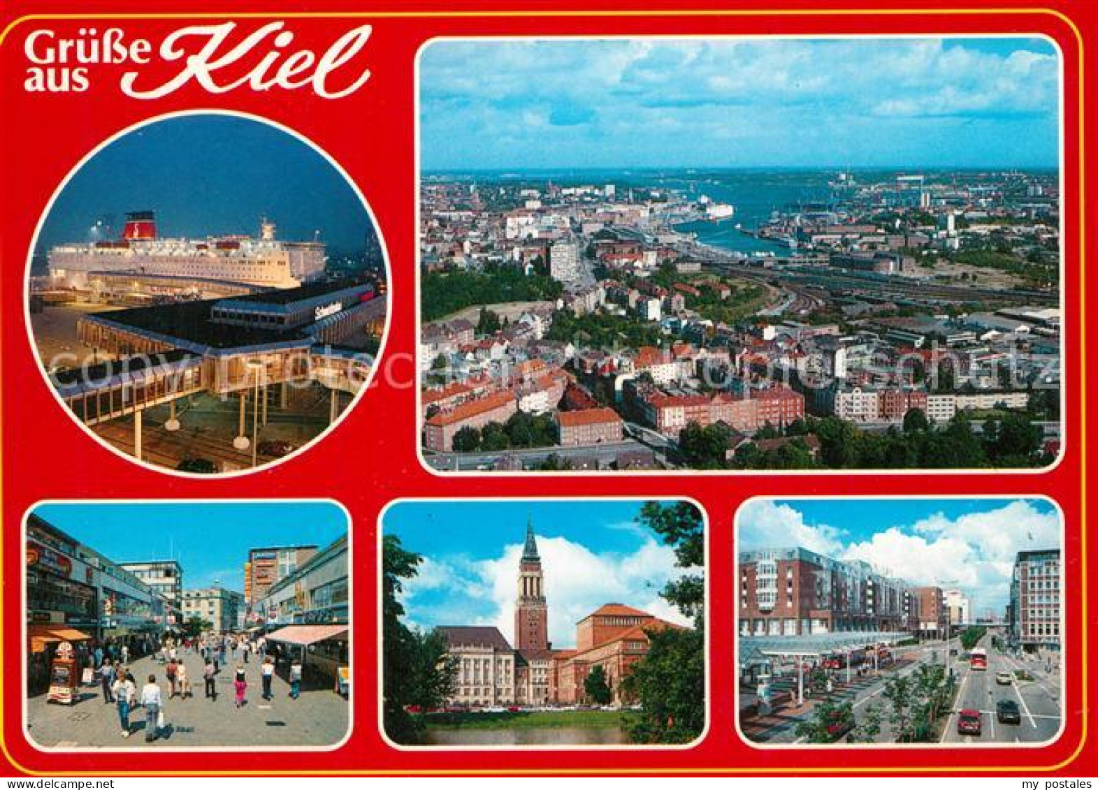 73248163 Kiel Stadtpanorama Hafen Faehre Fussgaengerzone Kirche Innenstadt Kiel - Kiel