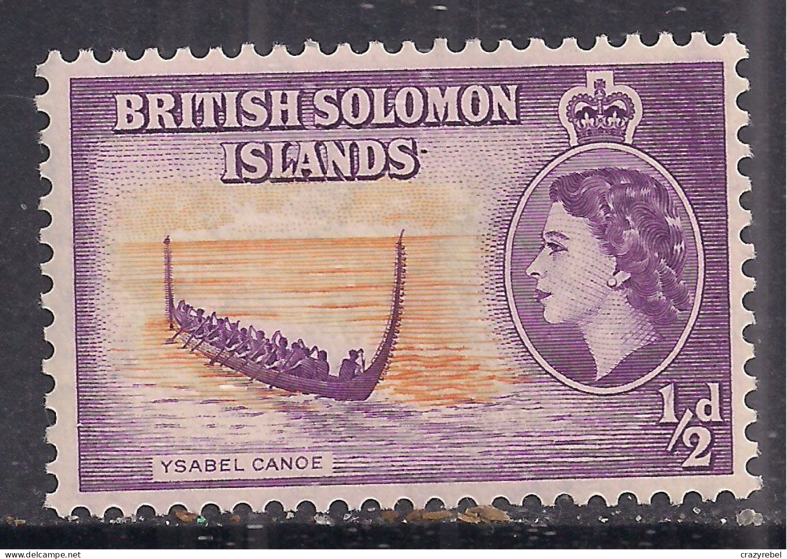 British Solomon Islands 1956 - 63 QE2 1/2d Ysabel Canoe MM SG 82 ( H451 ) - British Solomon Islands (...-1978)