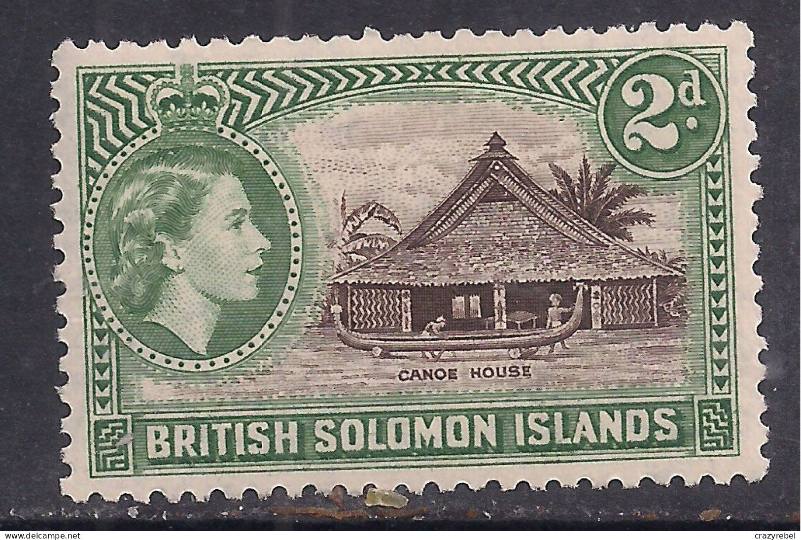 British Solomon Islands 1956 - 63 QE2 2d Canoe House MM SG 85 ( G1322 ) - British Solomon Islands (...-1978)