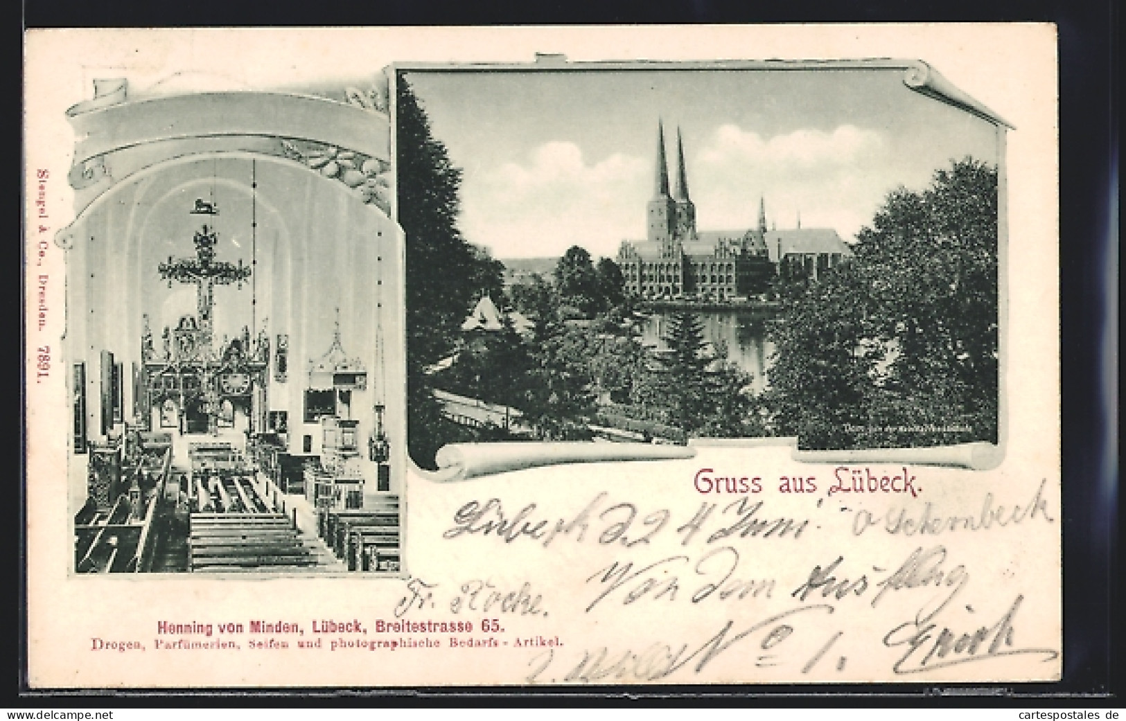 AK Lübeck, Dom Von Der Navikationsschule Aus, Dominneres  - Luebeck