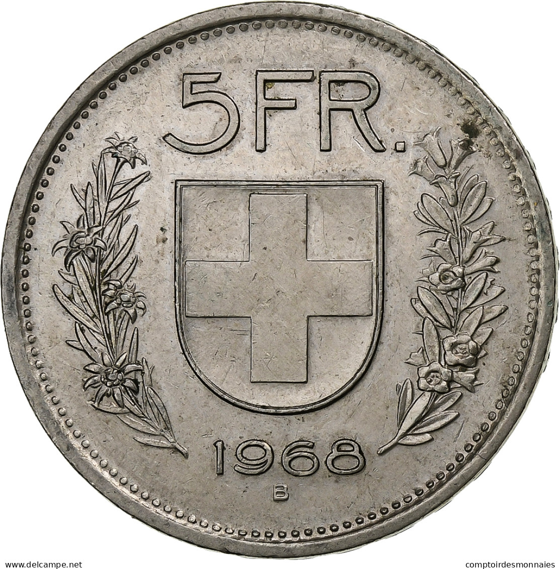 Suisse, Helvetia, 5 Francs, 1968, Bern, TTB, Cupro-nickel, KM:40a.1 - Andere & Zonder Classificatie