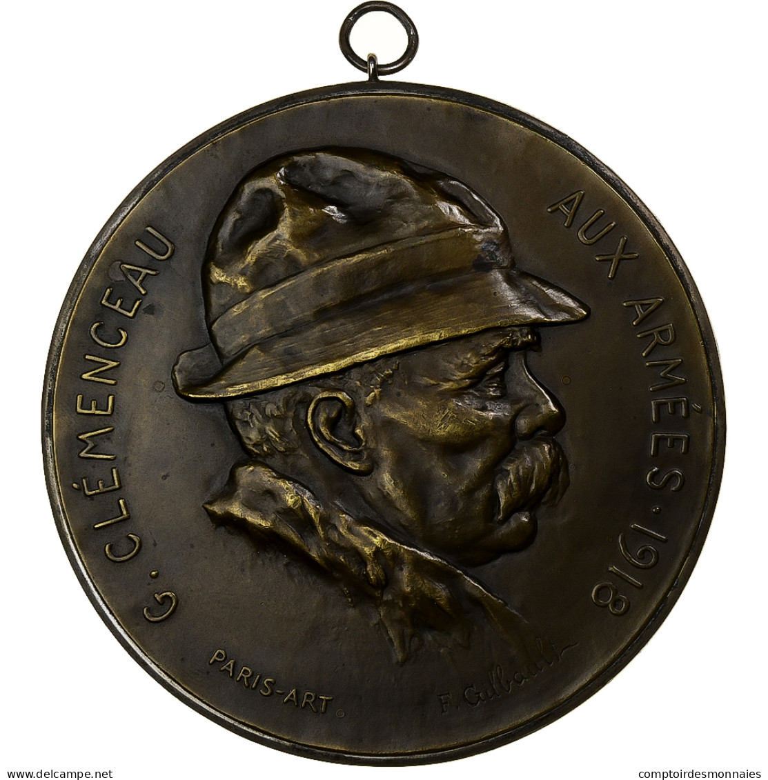 France, Médaille, Georges Clémenceau Aux Armées, 1918, Bronze, Gilbault, SUP - Andere & Zonder Classificatie