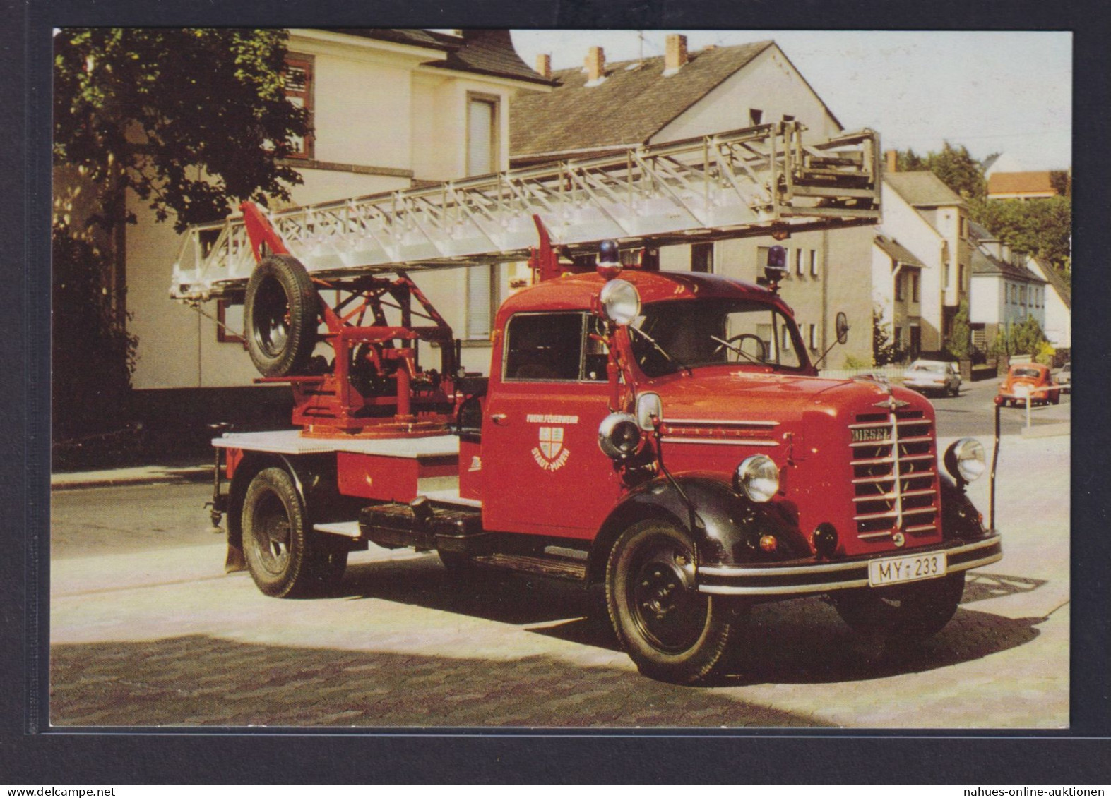 Ansichtskarte Drehleiterfahrzeug Borgward B 2500 Freiwillige Feuerwehr Stadt - Sonstige & Ohne Zuordnung