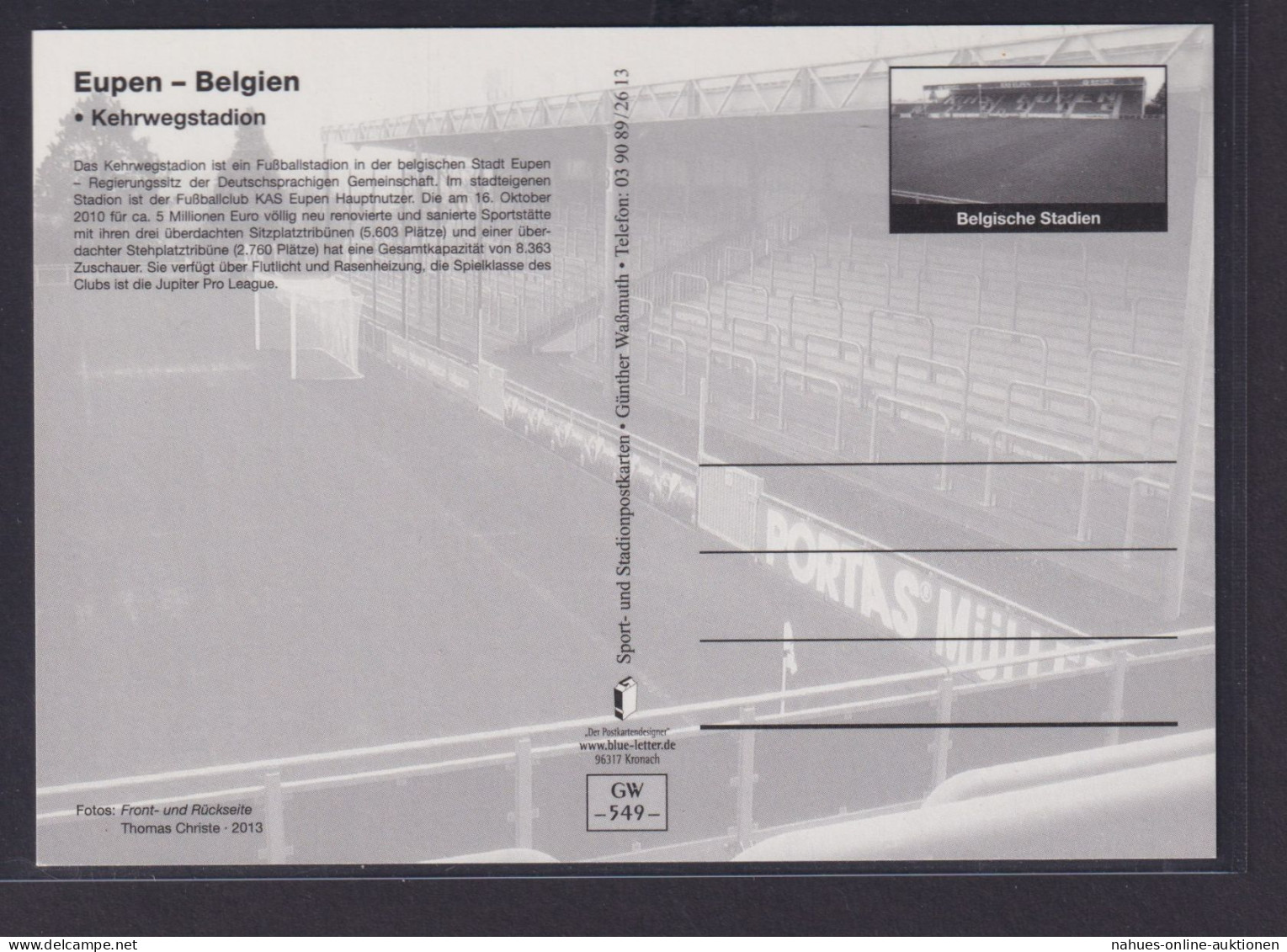 Ansichtskarte Fußballstadion Eupen Belgien Kehrwegstadion - Sonstige & Ohne Zuordnung