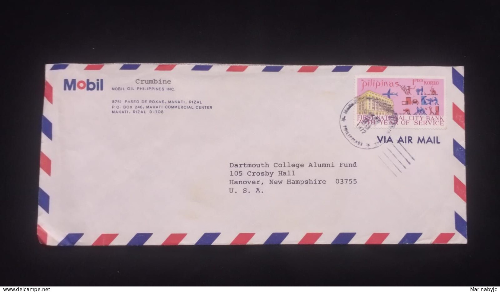 C) 1972 PHILIPPINES AIR MAIL, ENVELOPE SENT TO UNITED STATES.XF - Otros & Sin Clasificación