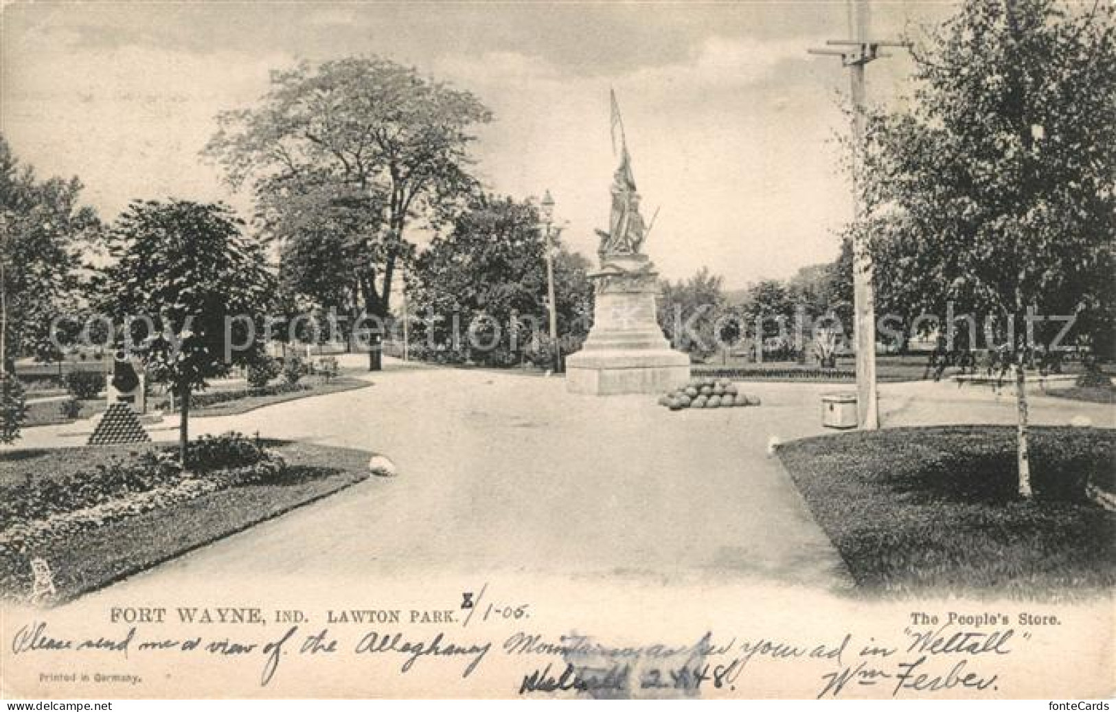 73162603 Fort_Wayne Lawton Park Denkmal People Store - Sonstige & Ohne Zuordnung