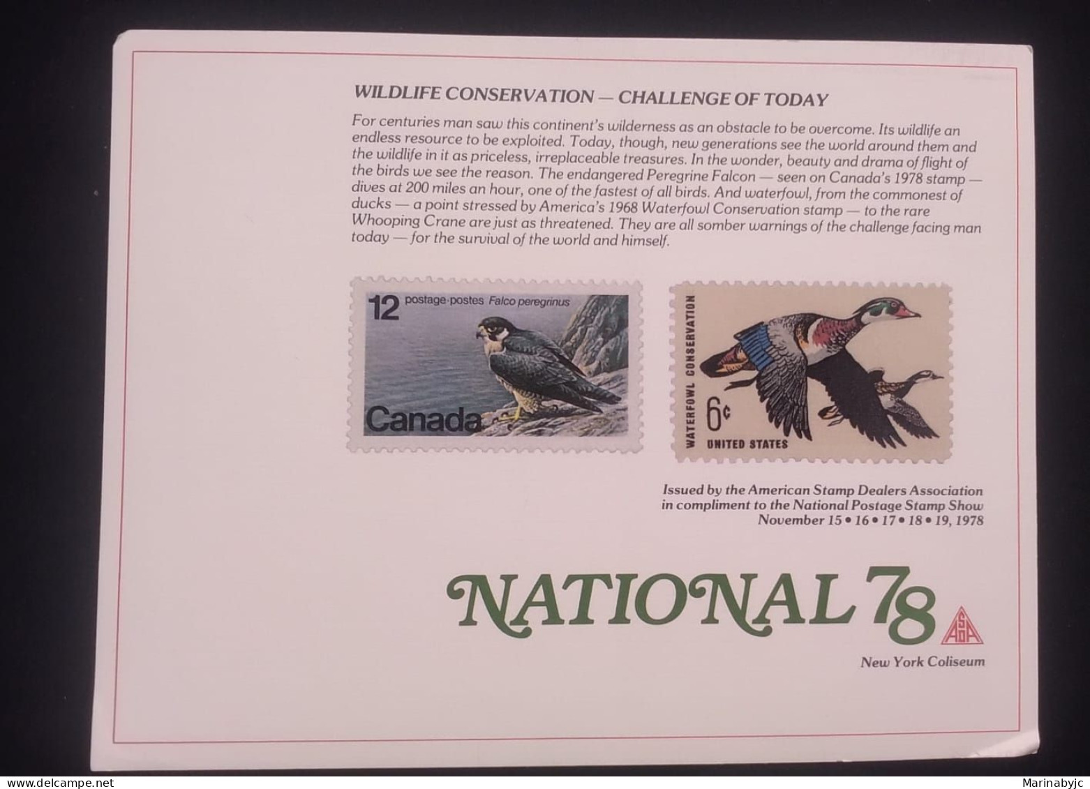 C) 1978 UNITED STATES, PRESENTATION SHEET WITH BIRDS STAMPS IN EXTITION. MINT - Sonstige & Ohne Zuordnung