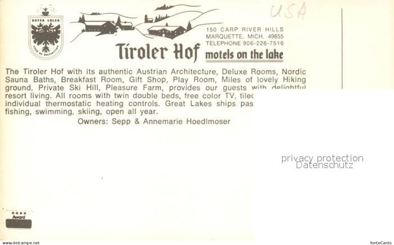 73107759 Marquette_Michigan Tiroler Hof Motels On The Lake - Andere & Zonder Classificatie