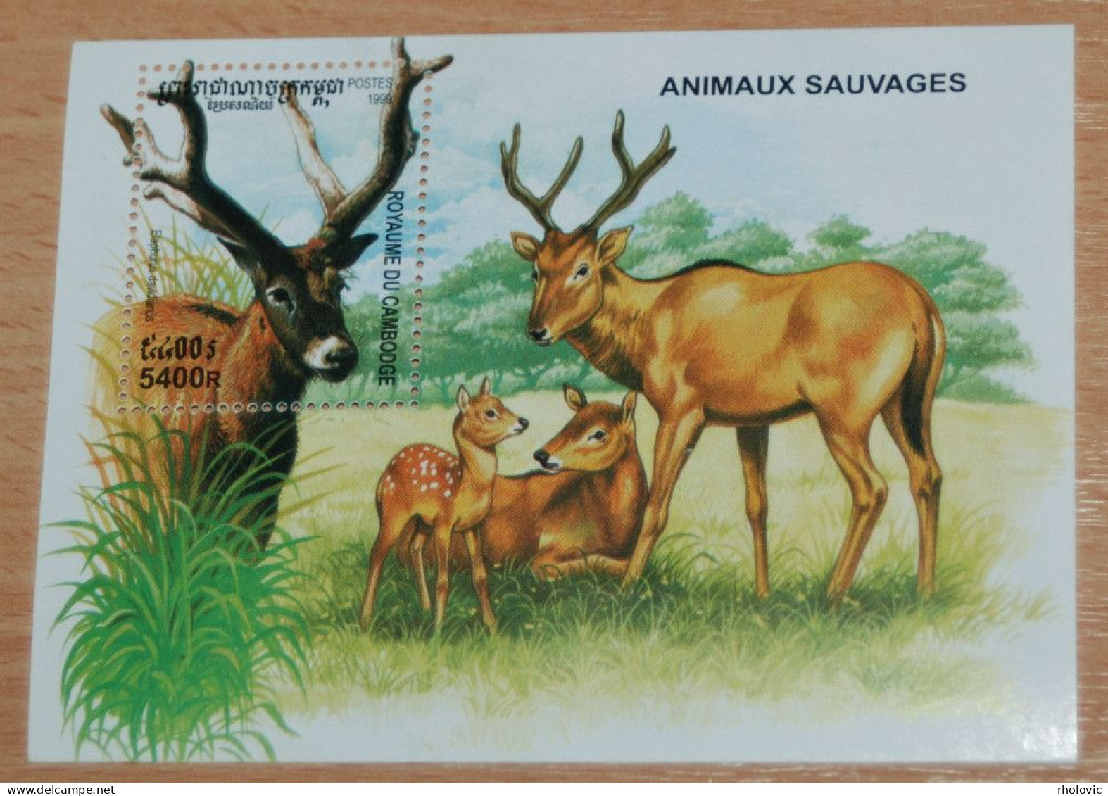 CAMBODIA 1999, Deers, Animals, Fauna, Mi #B261, Souvenir Sheet, MLH* - Other & Unclassified