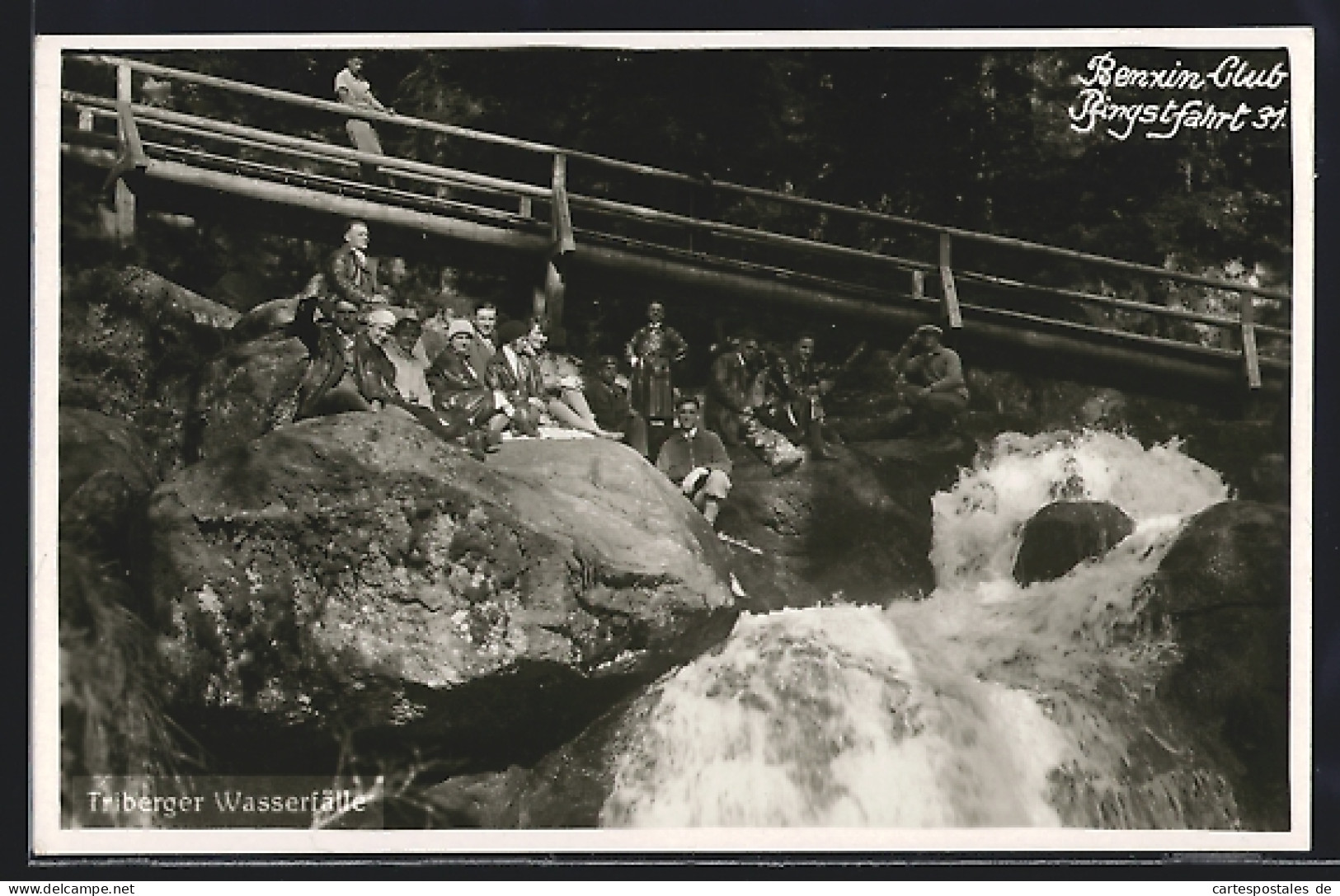 Foto-AK Triberg, Mitglieder Des Benzin-Clubs Bei Der Pfingsfahrt 1931 An Den Triberger Wasserfällen  - Triberg