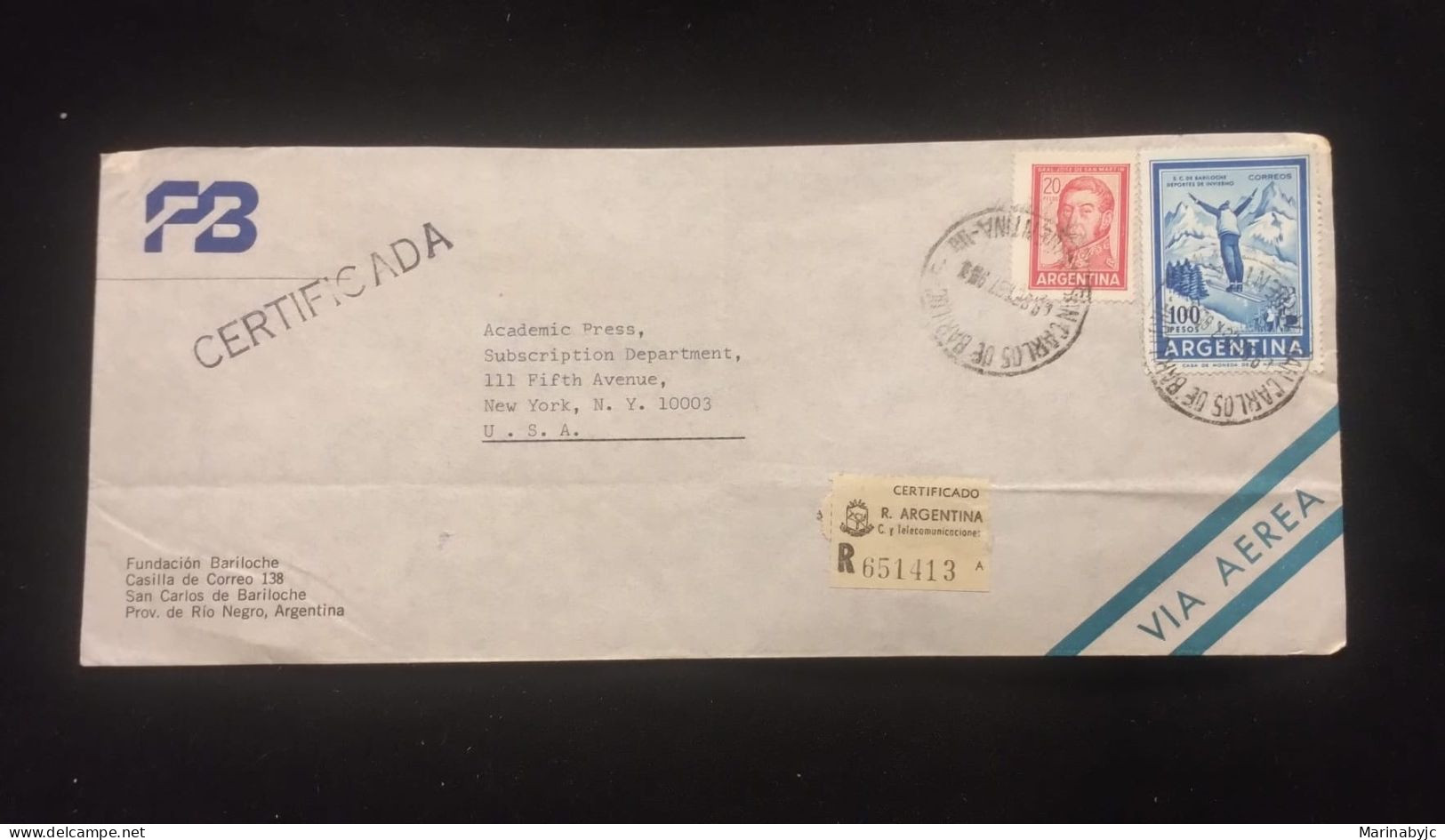 C) 1987, ARGENTINA, AIR MAIL, ENVELOPE SENT TO THE UNITED STATES. DOUBLE STAMP. XF - Altri & Non Classificati