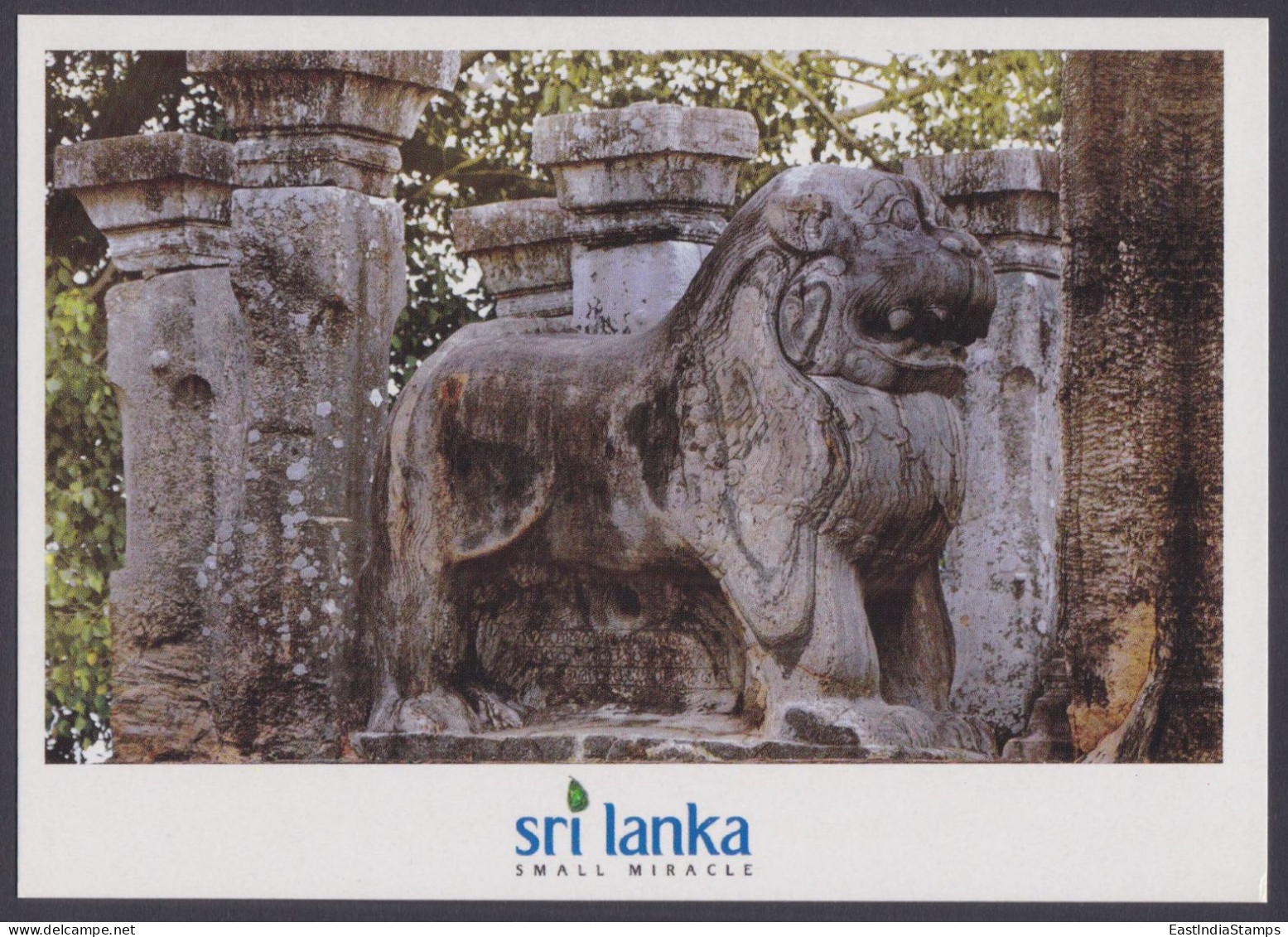 Sri Lanka Ceylon Mint Unused Airmail Postcard Lion Throne At Polonnaruwa, Sculpture, Art, Post Card - Sri Lanka (Ceylon)