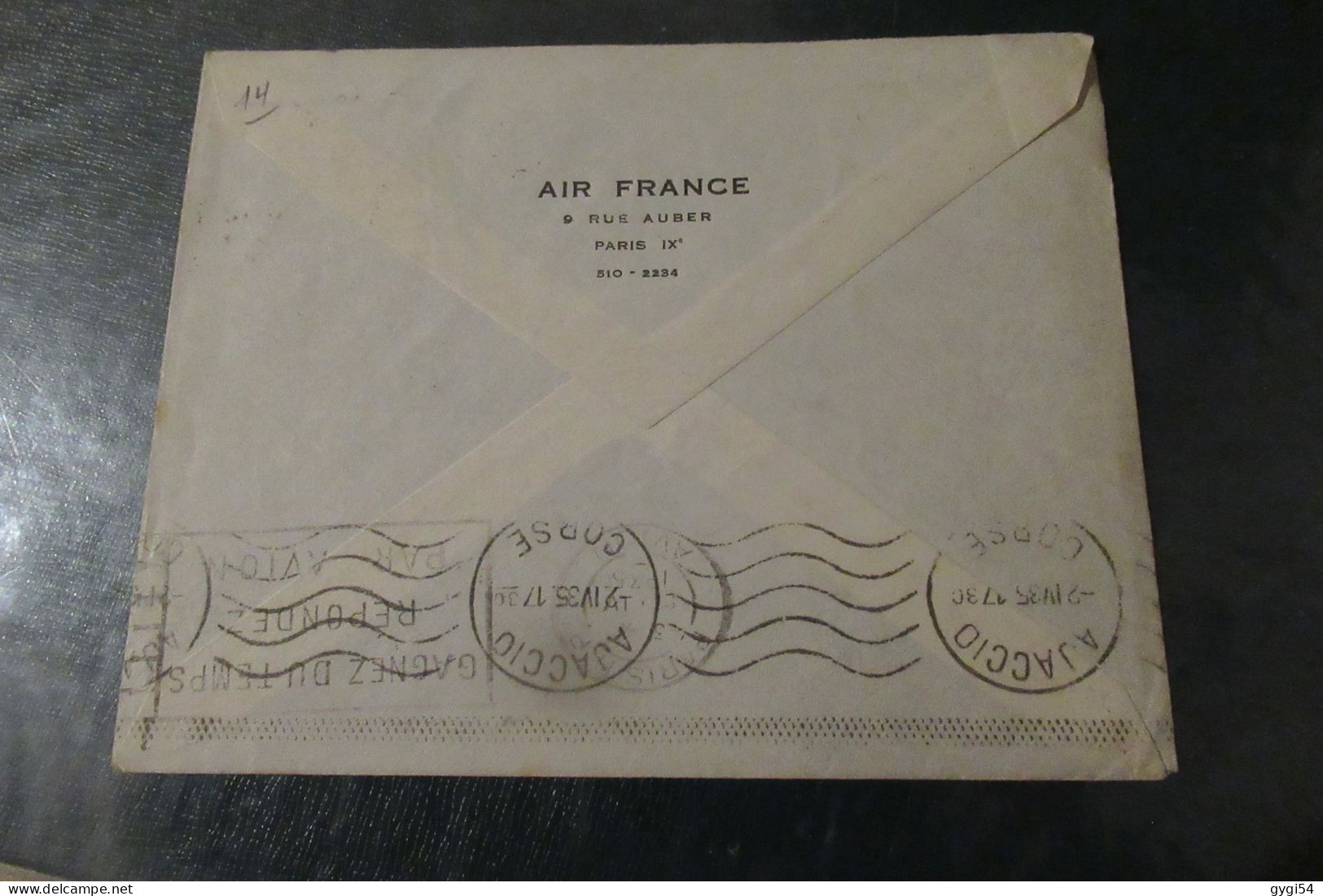 PREMIER VOL PARIS  ALGER  AJACCIO  TUNIS JOURNEE 02 04 1935 - First Flight Covers