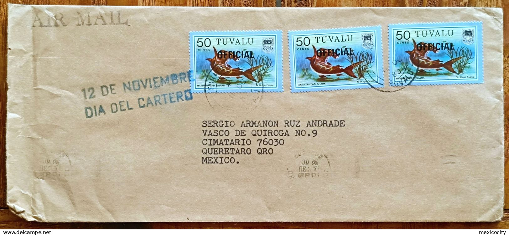 TUVALU 1983 COVER W/ 50c. OFFICIAL Ovptd. Stamps To MEXICO, Nice, See Img. - Tuvalu (fr. Elliceinseln)