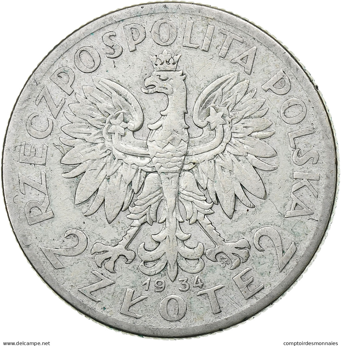Pologne, 2 Zlote, 1934, Warsaw, TB, Argent, KM:20 - Polonia