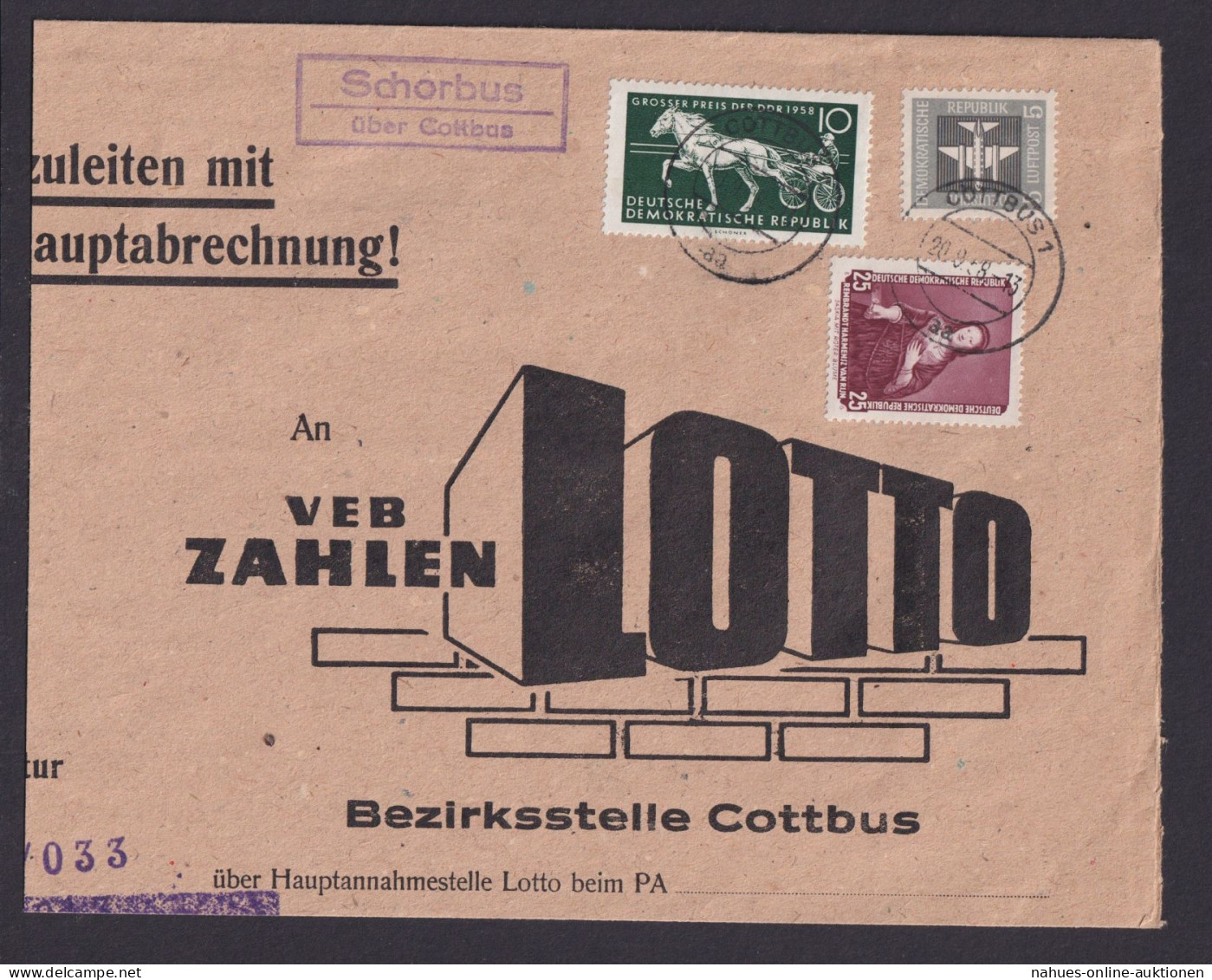 Schorbus über Cottbus Brandenburg DDR Brief Landpoststempel MIF N. Cottbus - Covers & Documents