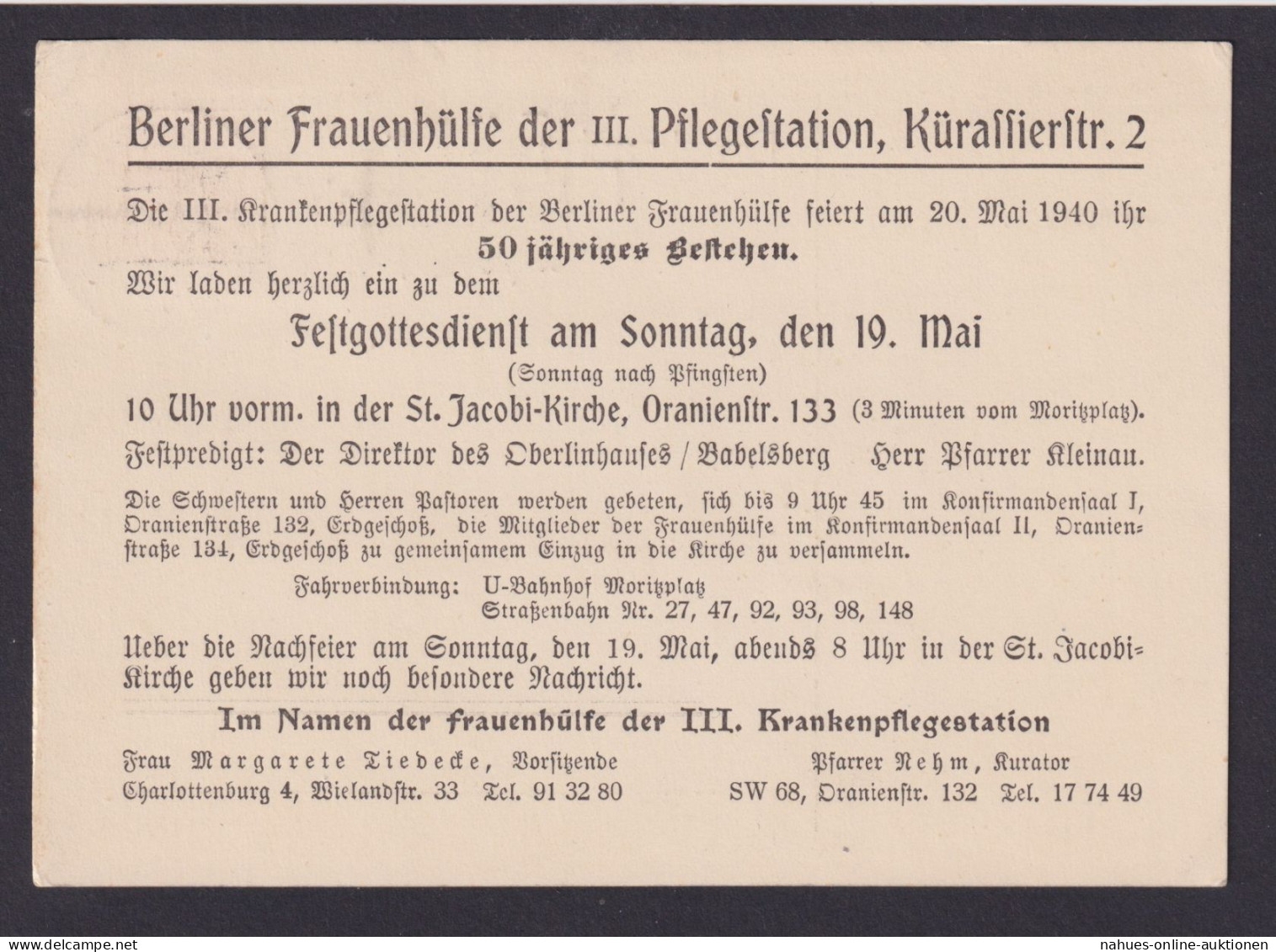 Deutsches Reich EF 739 Vordruckkarte Krankheit Berlin Berliner Frauenhülfe 50 - Covers & Documents
