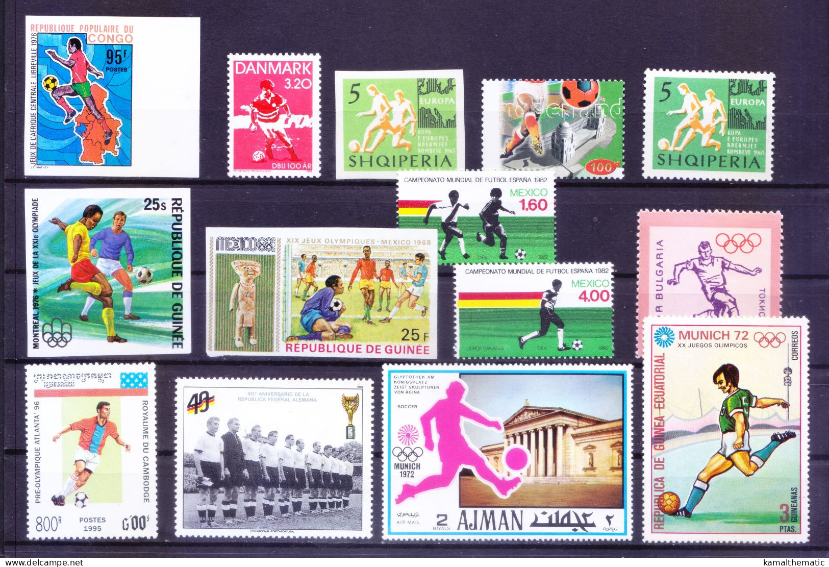 Football, Soccer, All Different 19  MNH Stamps, Olympics, LOT - Otros & Sin Clasificación