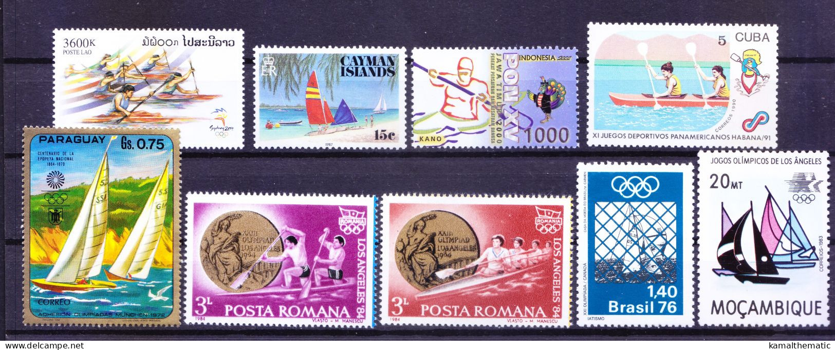 Kayaking, Surfing, All Different 9 Water Sport MNH Stamps, Olympics Lot - Waterski