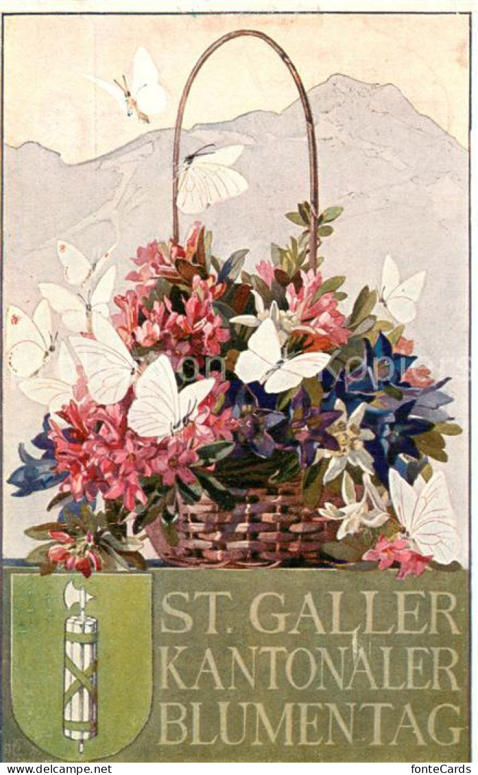 13770236 St Gallen SG Offizielle Postkarte Des Kantonalen St. Gallischen Blument - Altri & Non Classificati