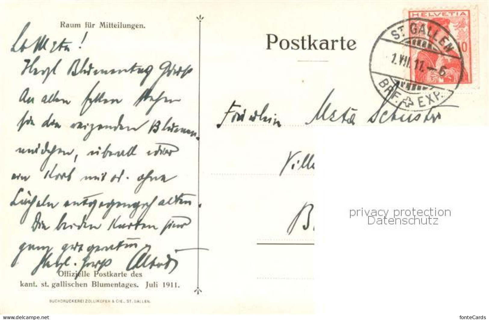 13770236 St Gallen SG Offizielle Postkarte Des Kantonalen St. Gallischen Blument - Altri & Non Classificati