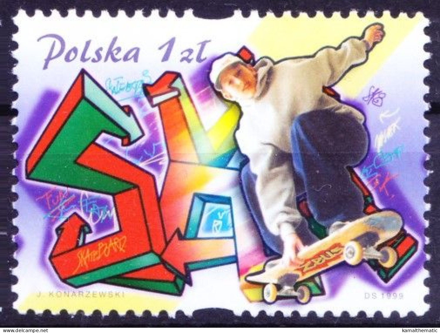 Poland 1999 MNH, Skateboarding, Fun Sports - Skateboard