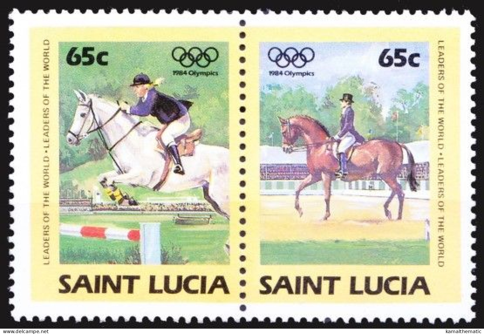 Saint Lucia 1984 MNH, Olympic Games Los Angeles, Equestrian And Horse Riding, Sports - Balonmano