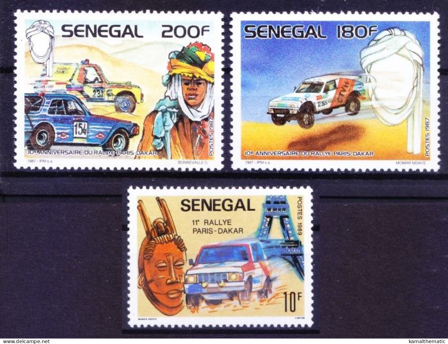 Senegal 987 89 MNH Stamps, Dakar Rally In Paris, Auto Car Racing, Sports - Automobile