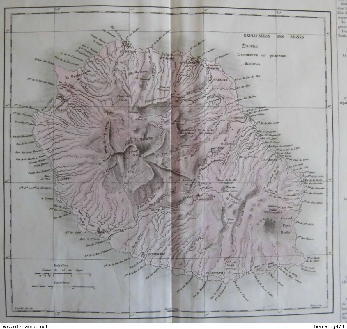 Réunion : Grande Carte En Couleur De 1826  Par Alexandre Baudouin - Cartes Géographiques