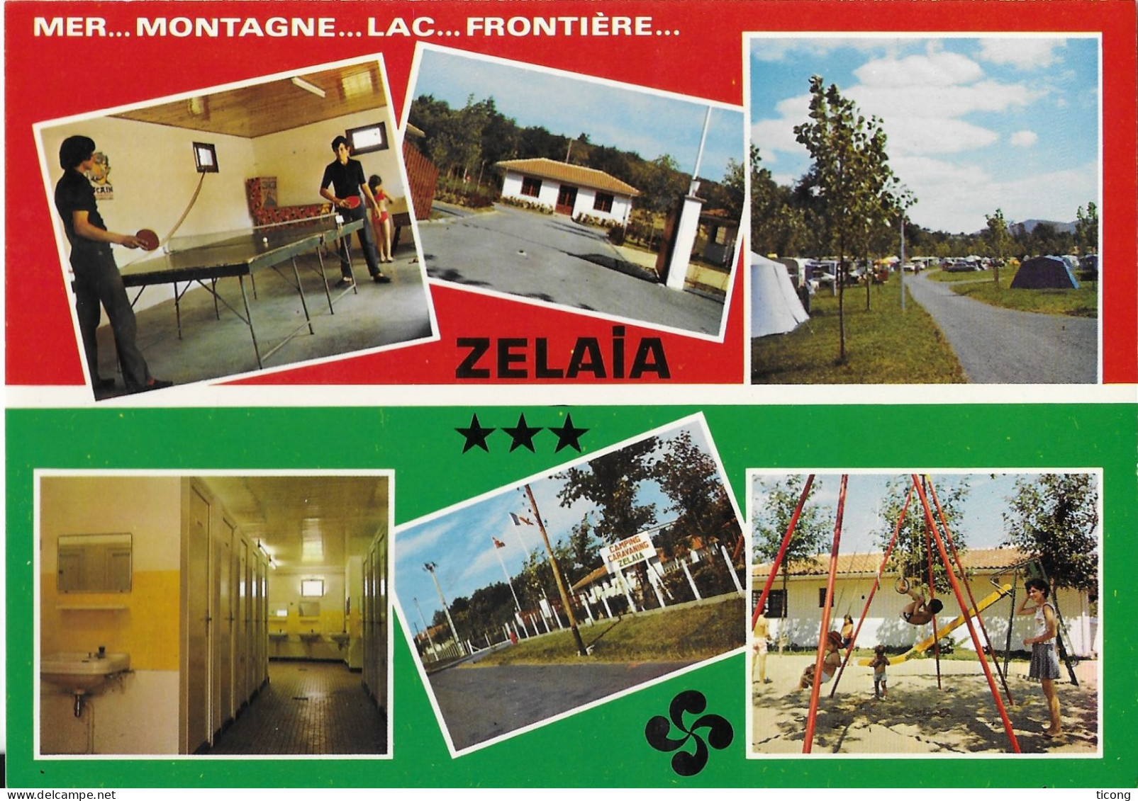 ASCAIN PYRENEES ATLANTIQUES - CAMPING CARAVANING ZELAIA ( TENTES, JEUX, PING PONG, ENTREE, SANITAIRE ) CARTE EN TB ETAT - Ascain